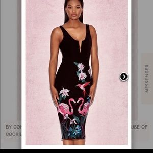 Brand new House of CB Black Dress w/ Embroidery